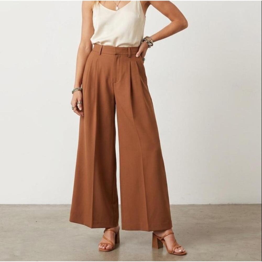Madewell The Harlow Wool Blend Super Wide-Leg Trouser In Camel, Size 4